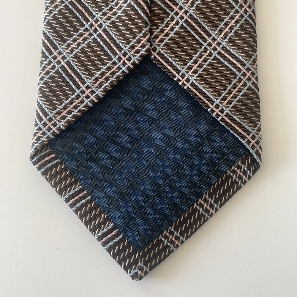 Big Boys Brown Plaid All Silk Tie